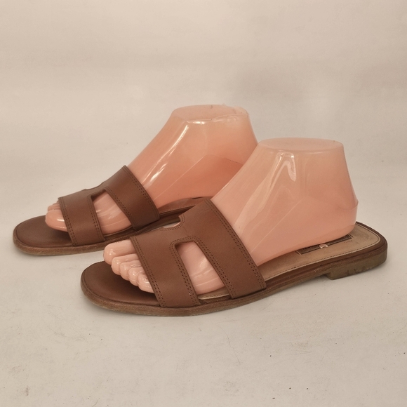 Steve Madden Hadyn Slide Sandals, Cognac Leather, Size 8.5, Preowned - Picture 2 of 10
